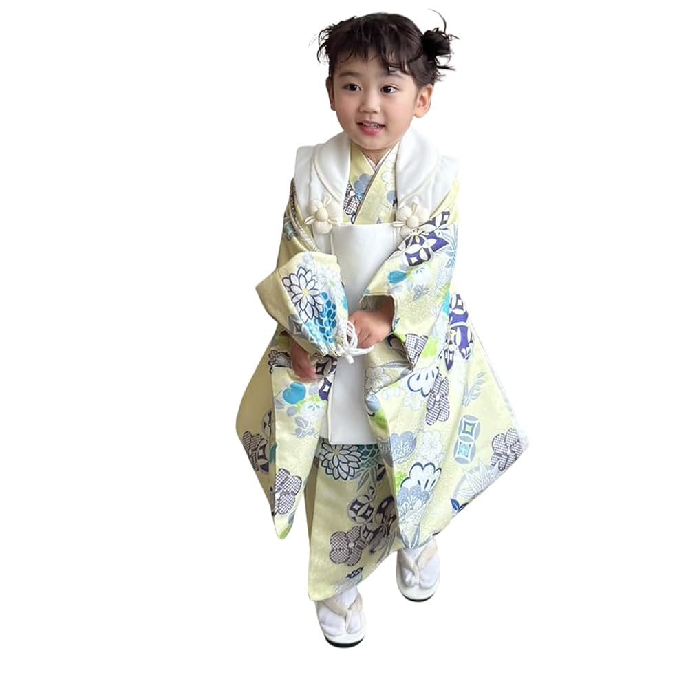 七五三　3歳　青色 伝統的和柄 七五三 3歳 青色 伝統的和柄